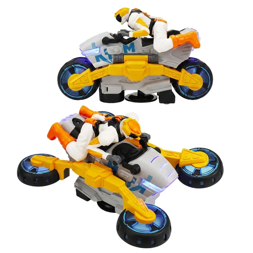 

2-In-1 Transforming Hover Motorcycle Toy with 360° Spin and Stunt Driving for Children Aged 3+