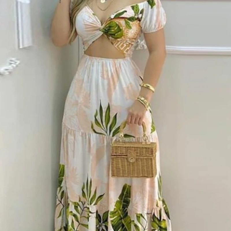 

Long Dress Women Dresses A Line Vestidos Print Off Shoulder Streetwear V Neck Sleeveless Elegant High Waist Y2k Maxi Party Night