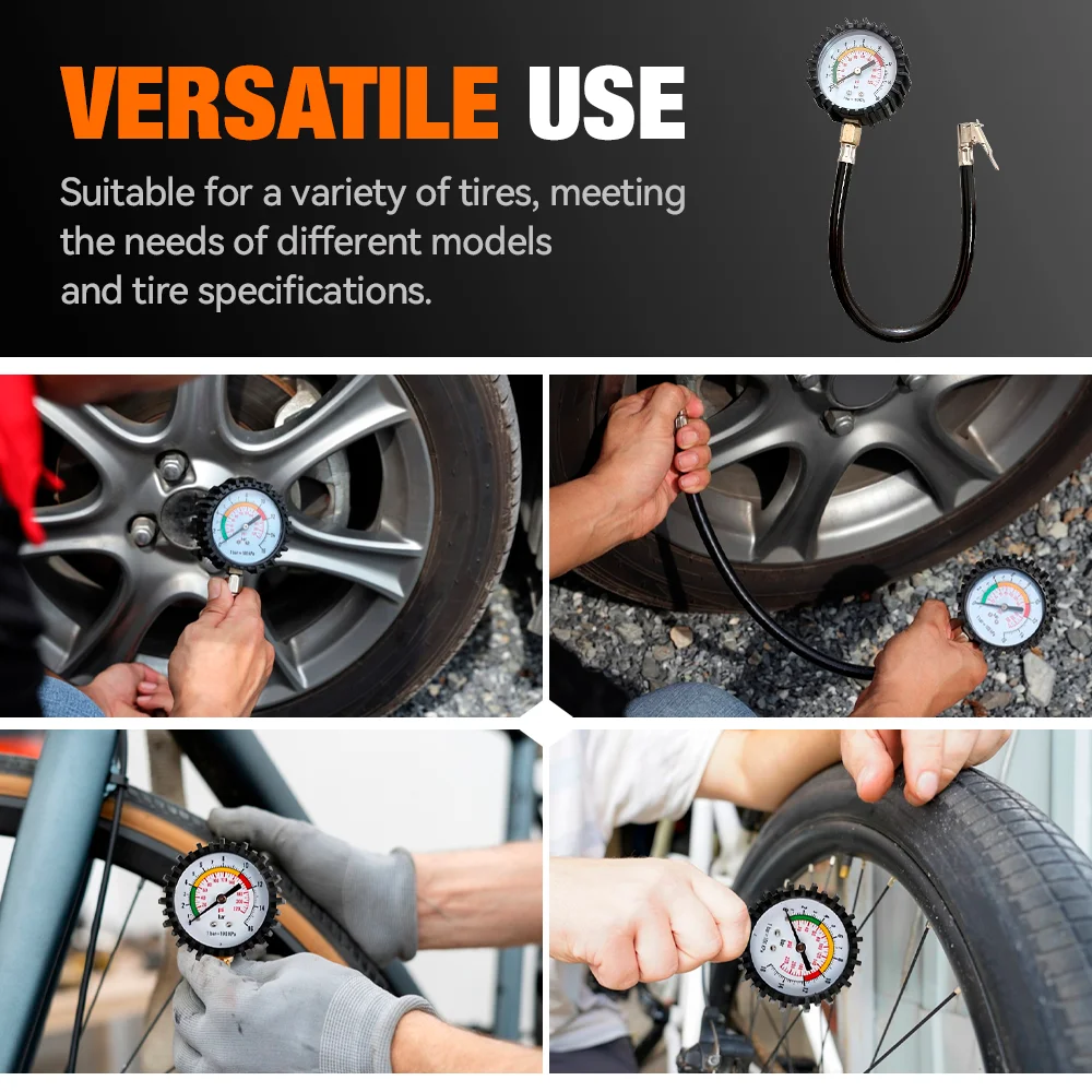 220PSI Car Tyre Air Pressure Tester, High-precision Long Tube Tire Gauge Meter, For Auto Motorcycle Truck Bike Measurement Tools view 6