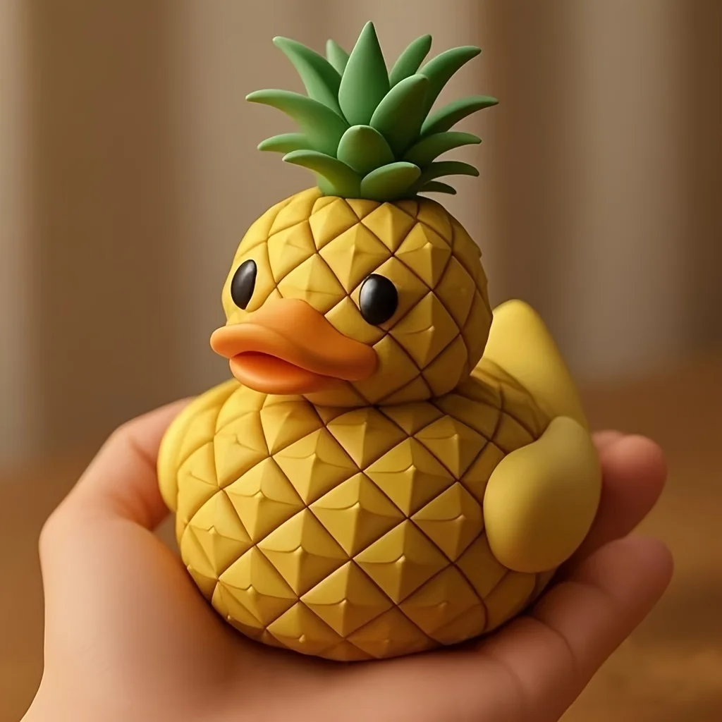 

Handcrafted Pineapple Duck Resin Figurine - Whimsical Fruit Animal Decor for Home/Office, Vibrant Yellow Gift for Holidays