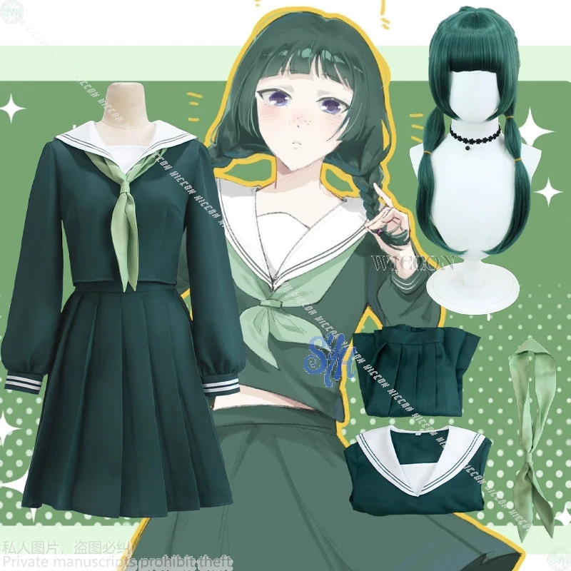 

JK Japanese School Uniform Dark Green Dress Kawaii Lolita Halloween Party Cos The Apothecary Anime Maomao Cosplay Maomao Costume