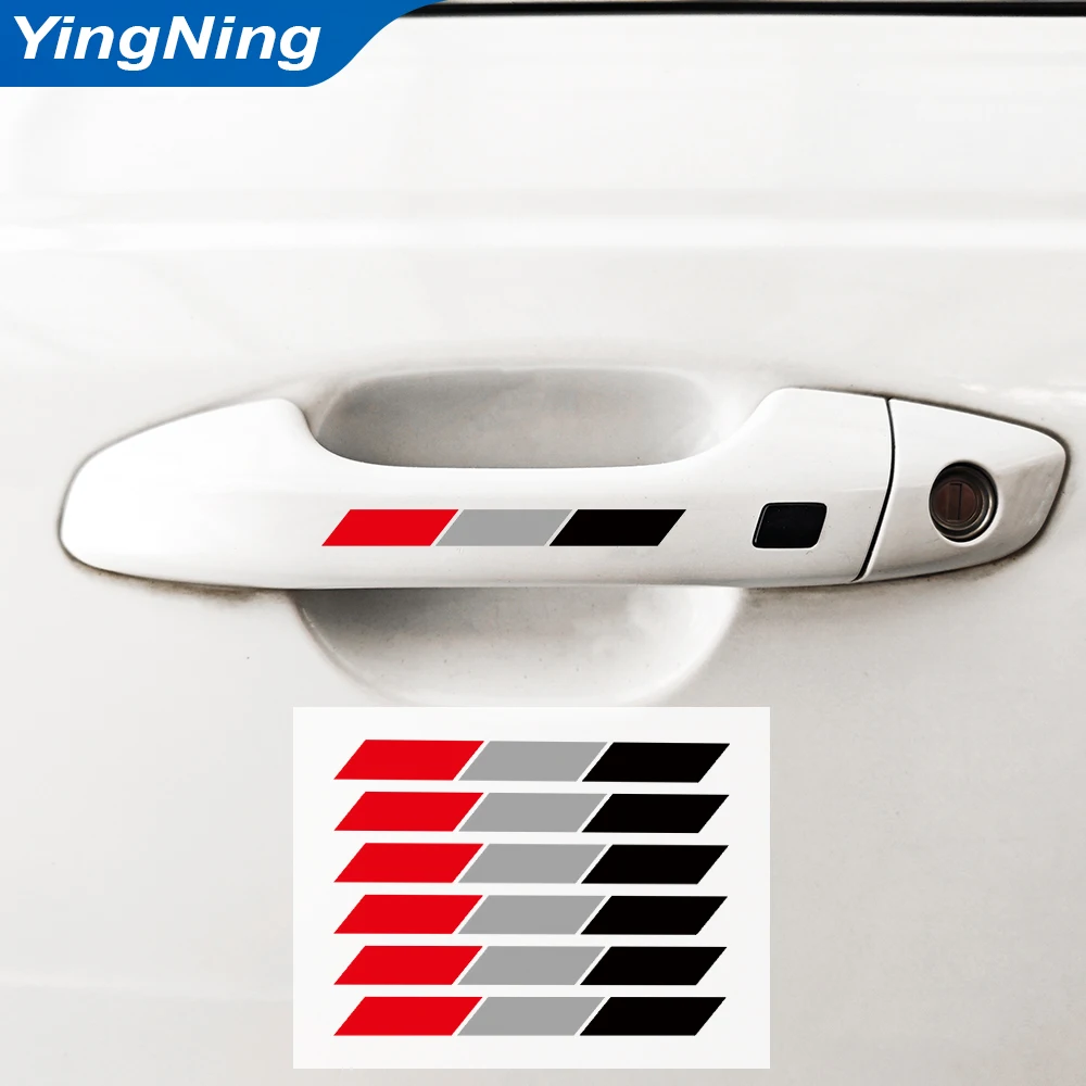 

6pcs Red Grey Black Tri-color Car Sticker Sport Stripe Vinyl Decal Waterproof for Nissan Nismo Audi Door Handle Mirror Decor