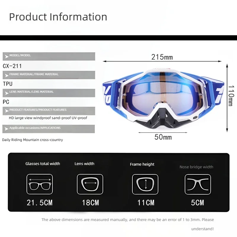 حار دراجة نارية نظارات الرجال موتوكروس نظارات خوذة MX موتو الترابية دراجة ATV التزلج الرياضة في الهواء الطلق الزجاج سكوتر Googles قناع الدراجات #4