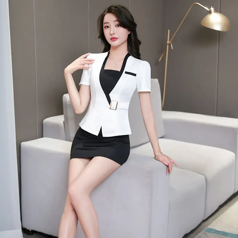 Beauty Salon Uniform Esthetician Spa Massage Technician Clothes For Woman Hotel Profession Overalls Short-Sleeved Skirt Suit