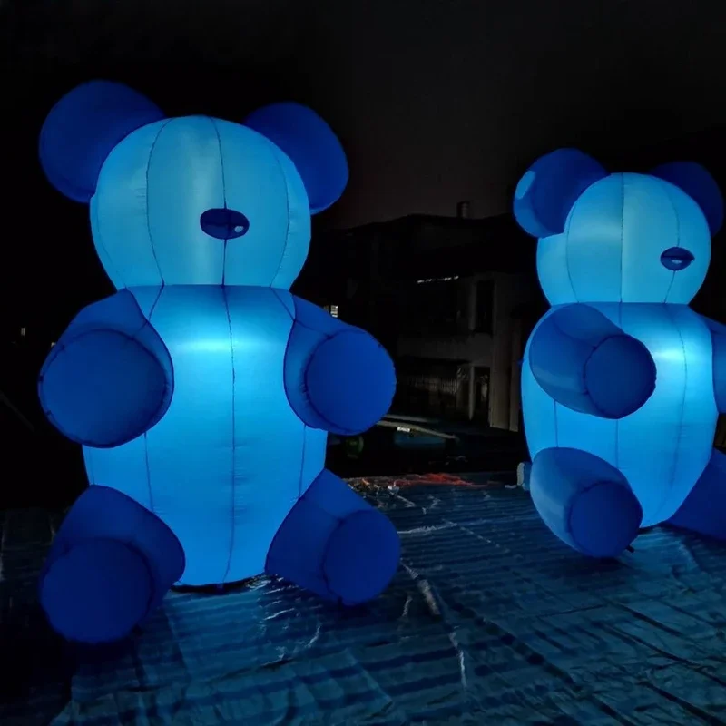 3m/4m Height  Cute Toys One Piece Inflatable Bear With Lights For Outdoor Party And Event Decoration