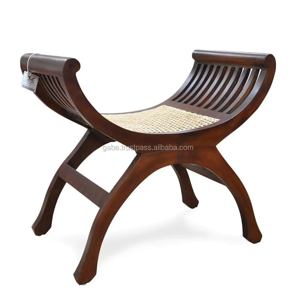 Kartini Stool Solid Teak Wood Combination with Rattan Cane Modern Simple