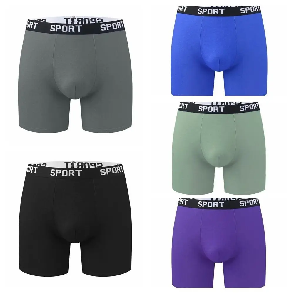 Quick Drying Solid Color Men's Underwear Breathable Lingerie Boxer Briefs Mid Waist Flat Panties Sports