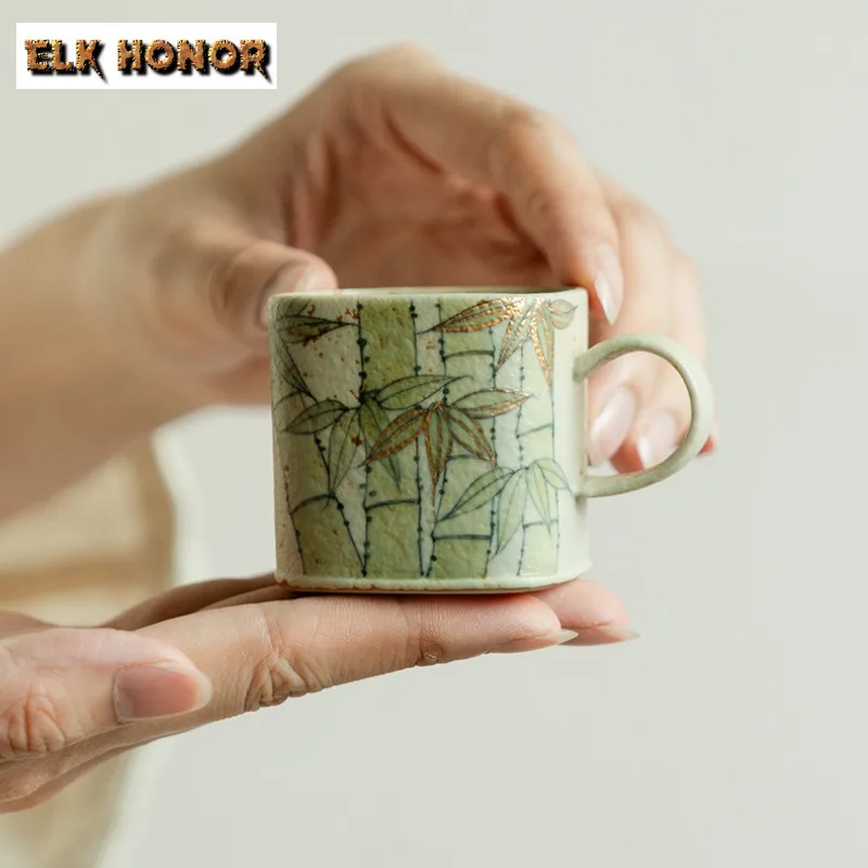 

75ml Hand-painted Bamboo Forest Teacup Retro Tea Bowl Beautiful Tea Cup Tea-tasting Personal Cup Chazhan Master Cups Drinkware