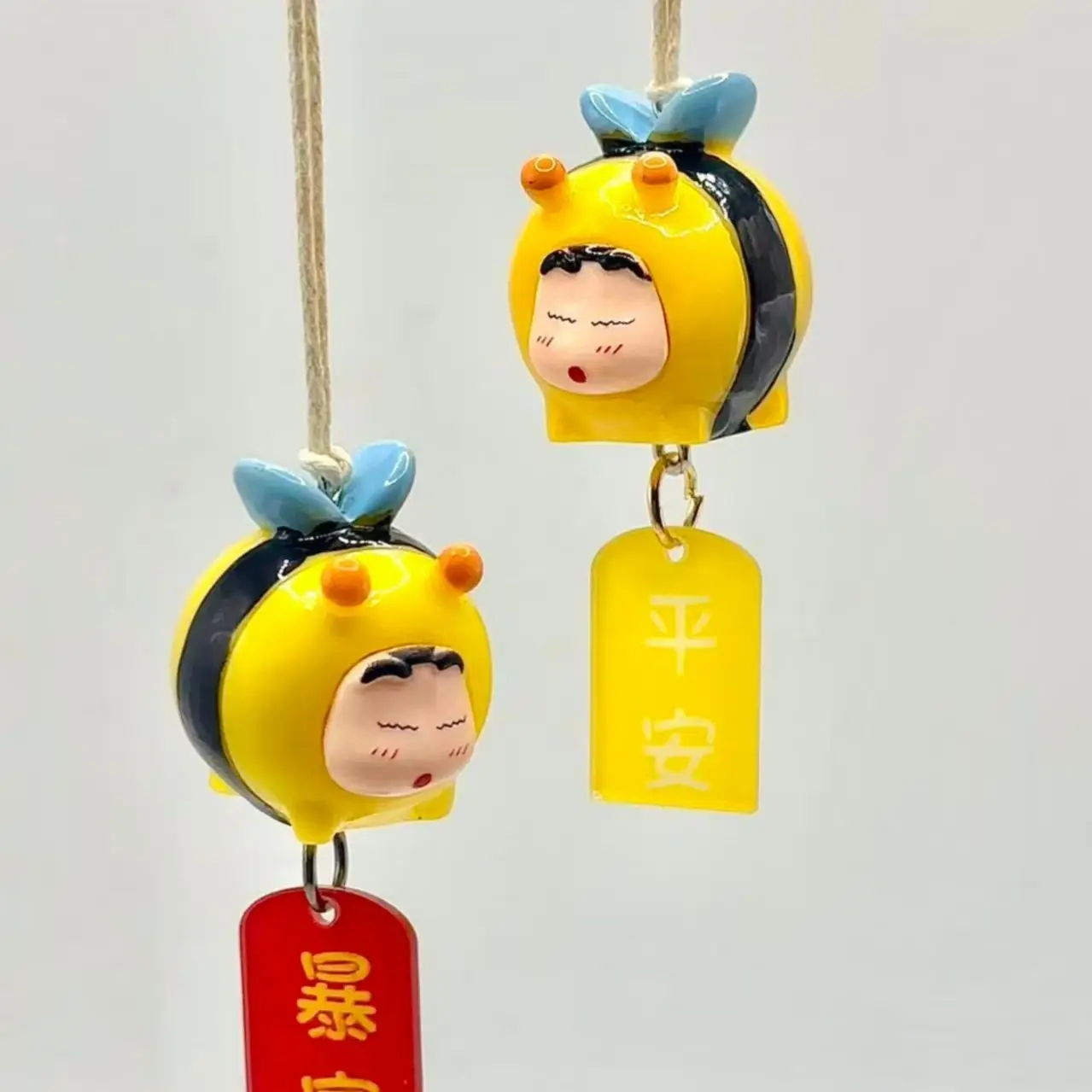 Crayon Shin-chan Bee Cosplay Figure Car Hanging Pendant Rearview Mirror Ornament Auto Interior Lucky Decor Gift view 5