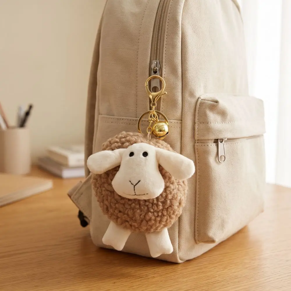 Portable Soft Rolling Lamb Keychain Cartoon Chinese Zodiac Sheep Plush Pendant Chubby Plush Keychain Car Key Decor