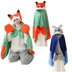 Zootopia Judy Nick Hooded Blanket Lovely Anime Warm Plush Cloak Nap Travel Comfortable Couple Cloak Spring Autumn High Quality