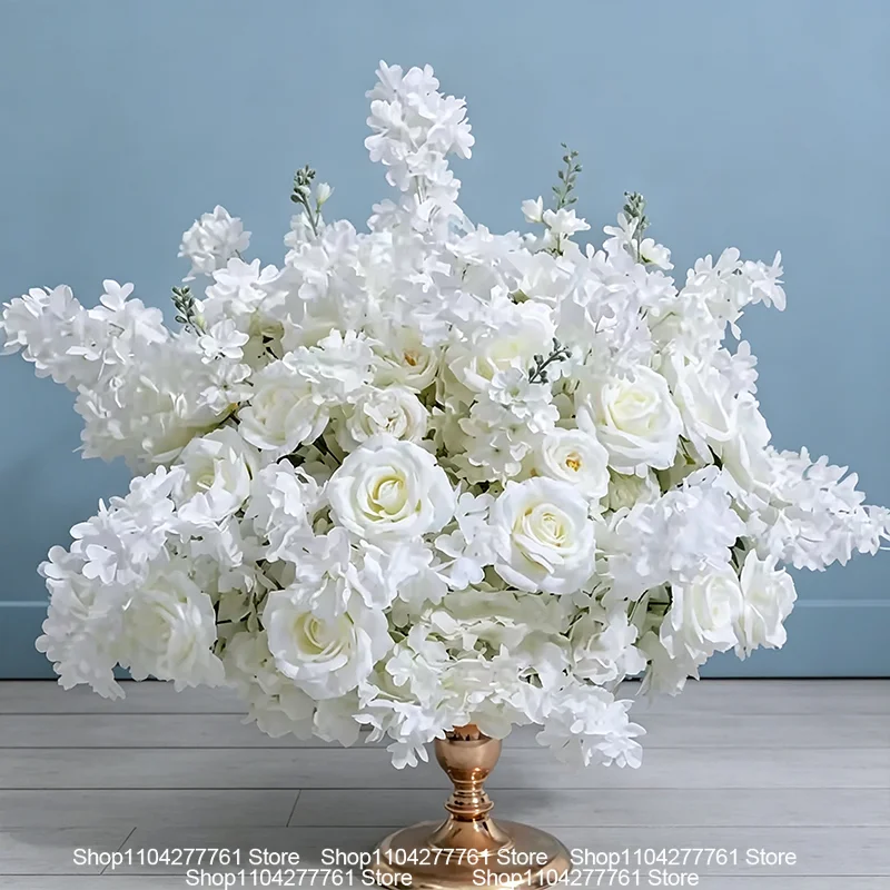 30/40/50/60/70 cm, weißes Tischdeko-Set, Blumenball mit Rosen und Hortensien, für Hochzeiten und Veranstaltungen, als Hintergrunddekoration, Blumenarrangement-Zubehör. – Detail 3