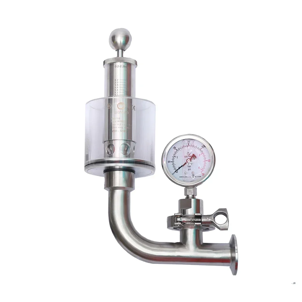 

WH-5101A Beer Brewing Accessories Sanitary Stainless Steel Keg Spunding Valve with Diaphragm Pressure Gauge