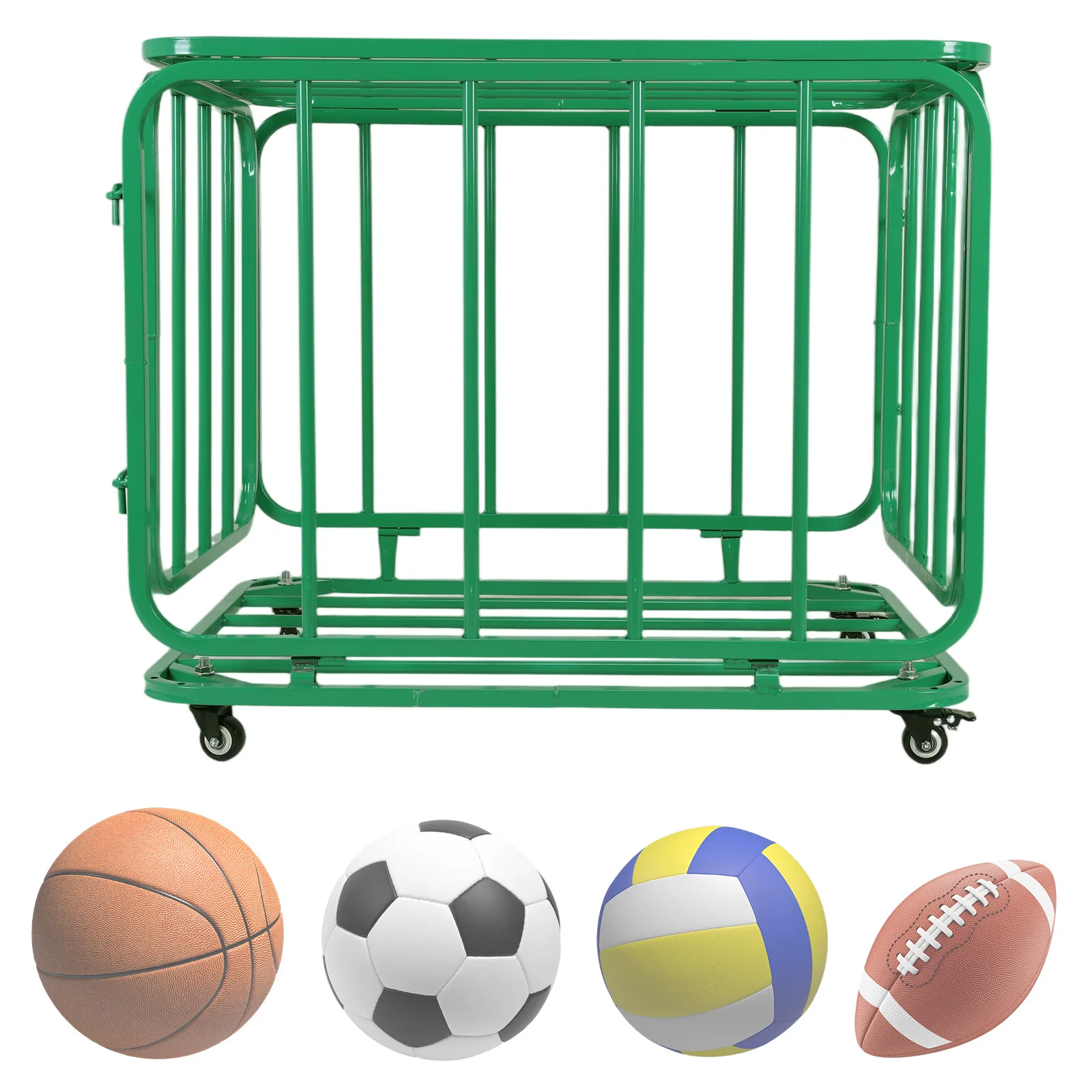 

Large Ball Cage Bin with Wheels Basketball Or Volleyball Storage Ball Cart for Garage Club Or Gym