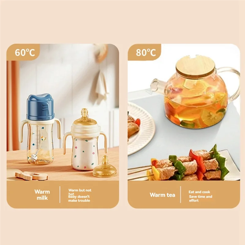 ABGR-Premium Silicone Heating Mat For Food With 3 Adjustable Temperature Control Foldable And Portable Food Warmer US Plug 66*39