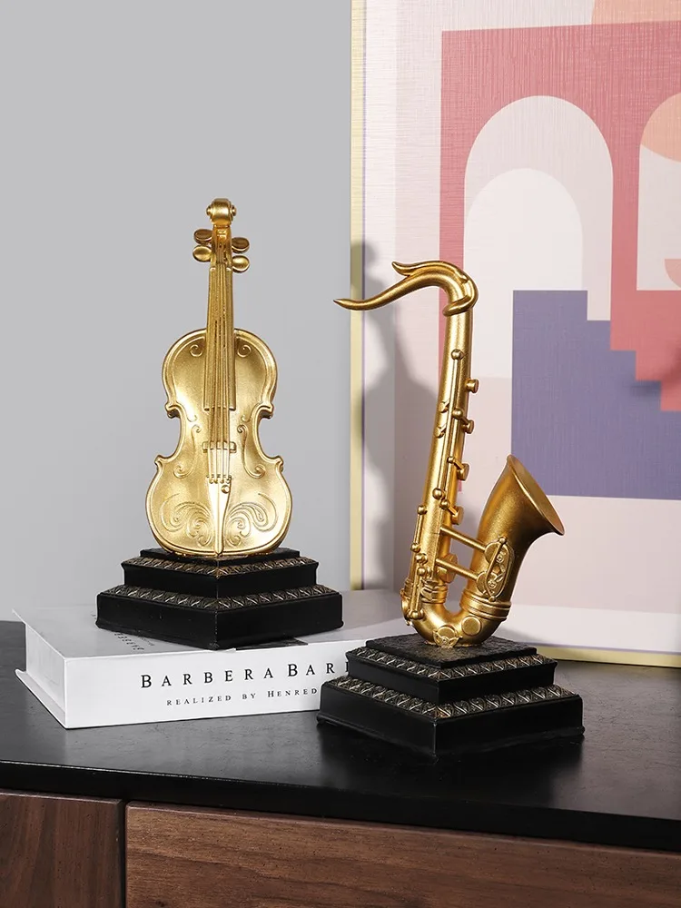 Modern Minimalist Saxophone Crafts Ornament Miniatures Figurines Violin Bookcase Home Living Room Decoration