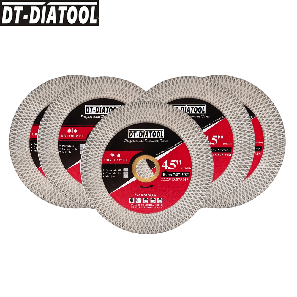 DIATOOL 5 قطعة 115 مللي متر أسطوانة تقطيع شفرات الطحن سيراميك الخزف الرخام عجلة جافة Grit60/70 Arbor22.23 مللي متر الماس المنشار القرص