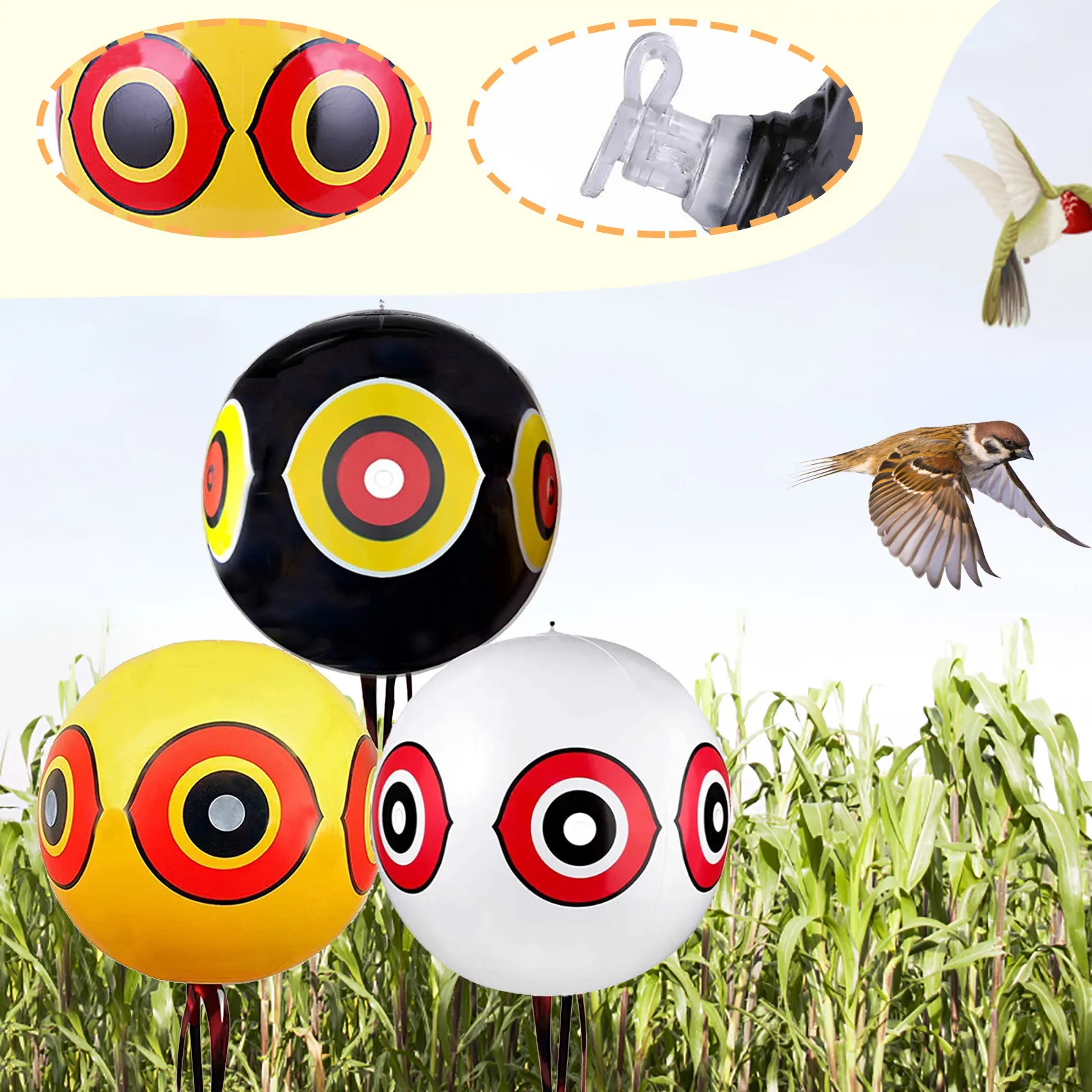 3pcs Bird Repellent Inflatable Repeller 40cm Hanging Scare Birds Repeller Scare Eye Balloons Courtyard Orchard Bird Repellent