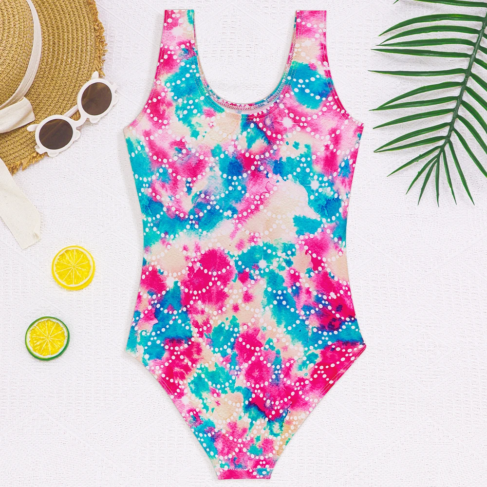 Girls Swimsuit One Piece Bathing Suit Kids Summer Hawaiian Mermaid Fish Scale Swimwear Quick Dry Swimming Clothes