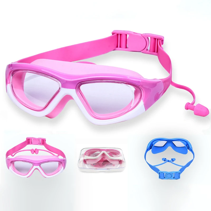 

Kids Swimming Goggles Children 3-14Y Wide Vision Anti-Fog Anti-UV Pool Glasses With Ear Plugs Outdoor Sports Diving Eyewear