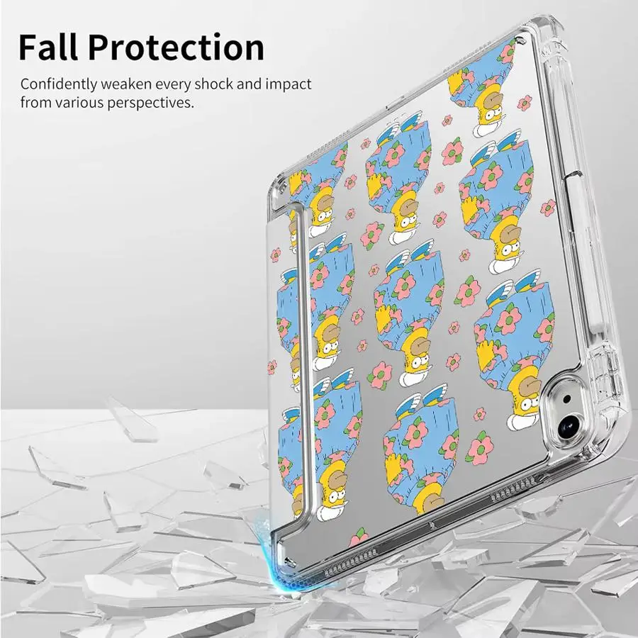 The Simpsons Cartoon Homer Y-Fold Holder Cover Tablet Case For iPad Mini 6 7 Air 4 5 M3 M2 1 2 M4 11inch Pro 2025 Pro 11th 10th 3
