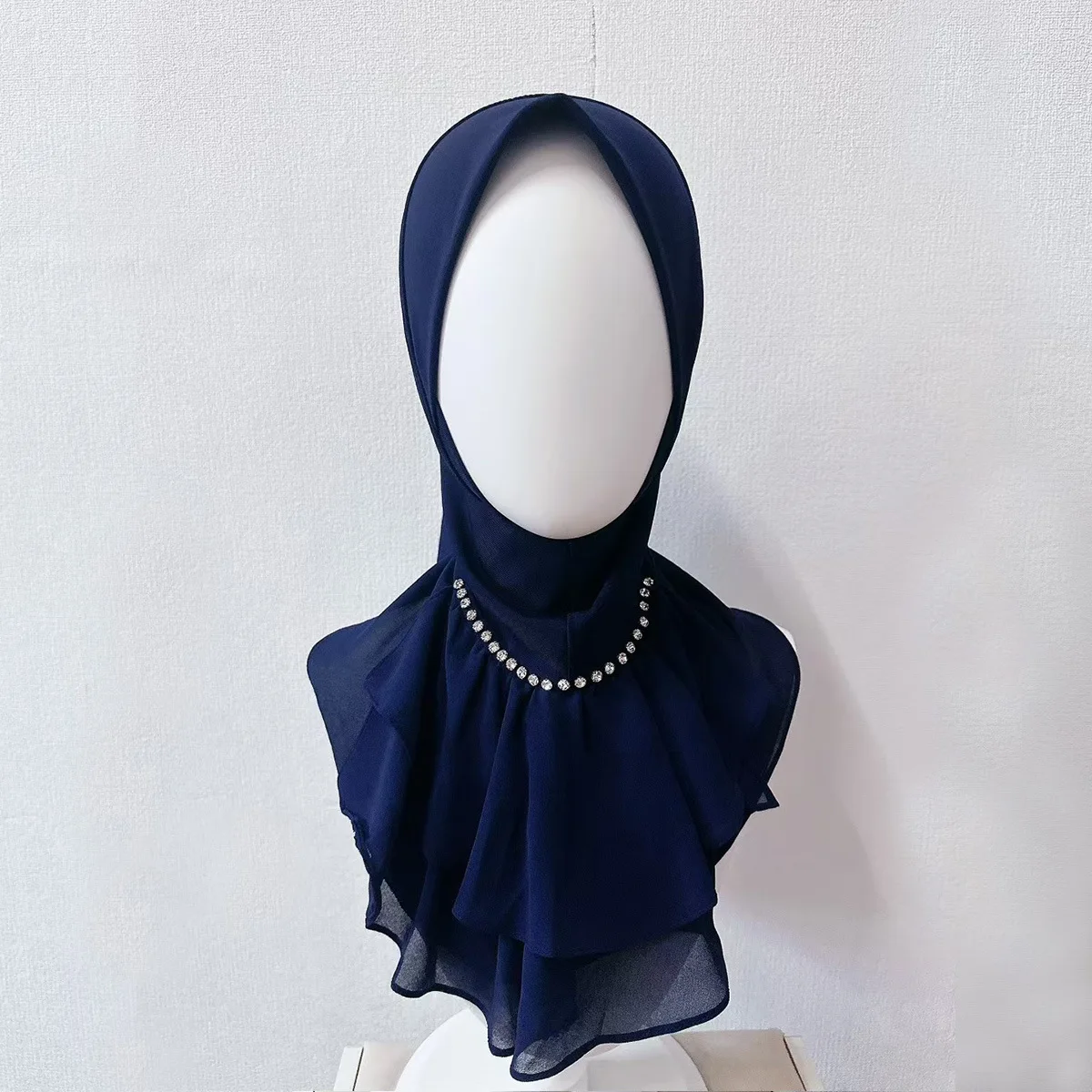 New Fashion Muslim Women Diamonds Amira Hijab Islam Headscarf Turban Arabic Cover Head Wrap Shawl Niqab Pull On Ready Made Scarf