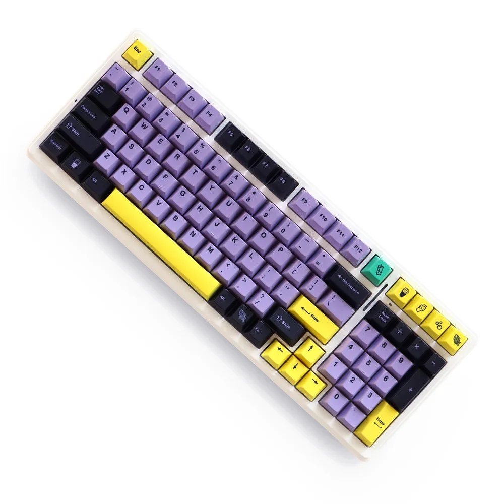Taro keycaps purple sublimation 129 keys for mechanical keyboard caps