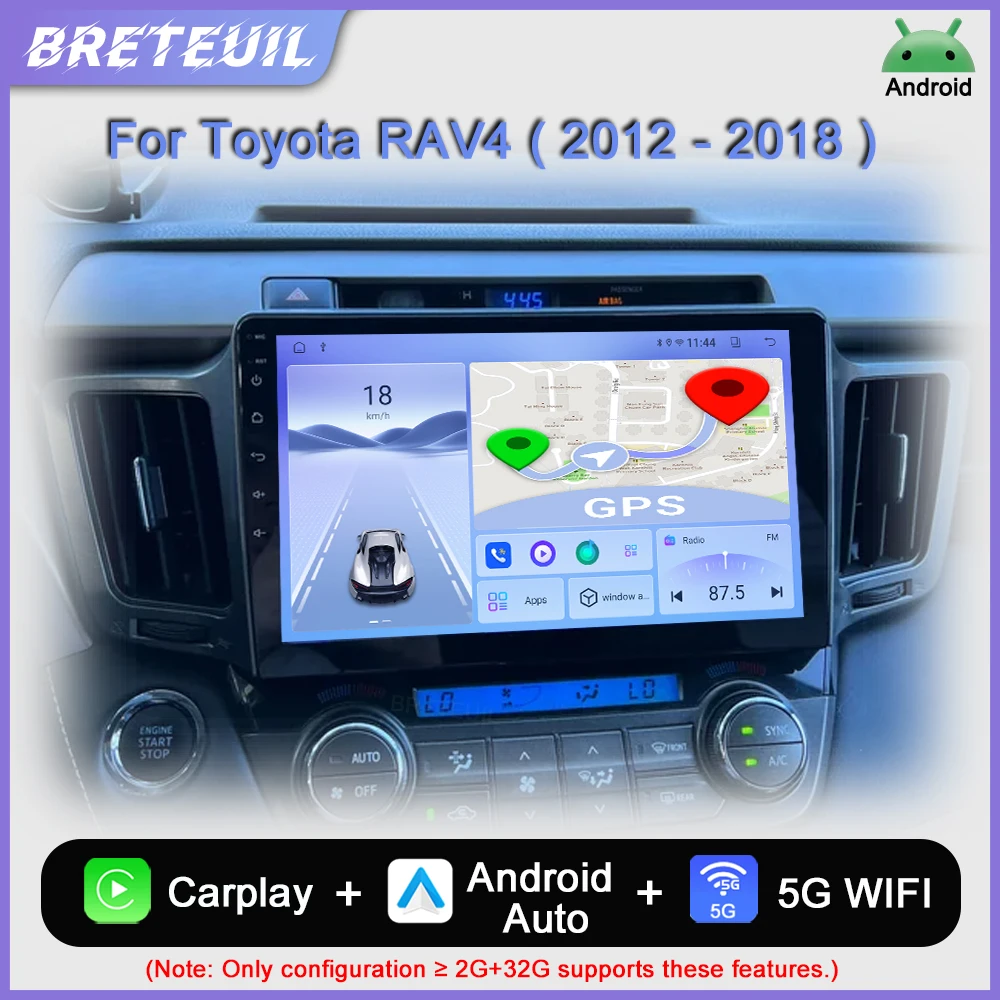 Para Toyota RAV4 Rav 4 XA40 2012 2013 2014 2015 2016 2017 2018 Rádio Automóvel Android com Reprodutor de Vídeo Multimédia, Navegação GPS, Carplay, Ecrã Táctil, Sistema de Som Automóvel Inteligente