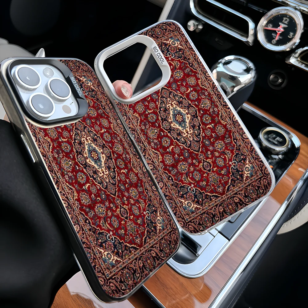 Epc Persian Carpet Floral Pattern Phone Case IMD Phone Case For IPhone 16 15 14 13 12 11 Pro Max Plus Color Silver Cover