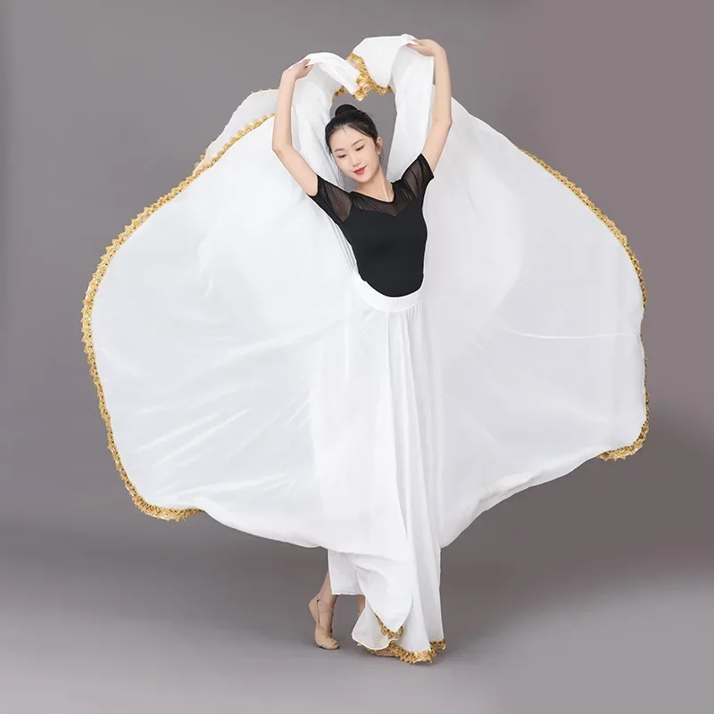 Flamenco danza del vientre gasa para mujer 13 colores sólidos falda de péndulo de 720 grados faldas largas gitanas práctica de bailarina falda de baile larga