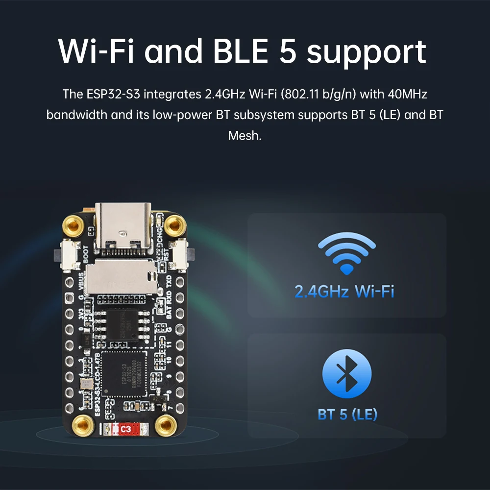 

ESP32-S3 1.47-inch LCD Screen Development Board Wifi Bluetooth Development Board 172×320 Resolution Dual Core Processor Type C