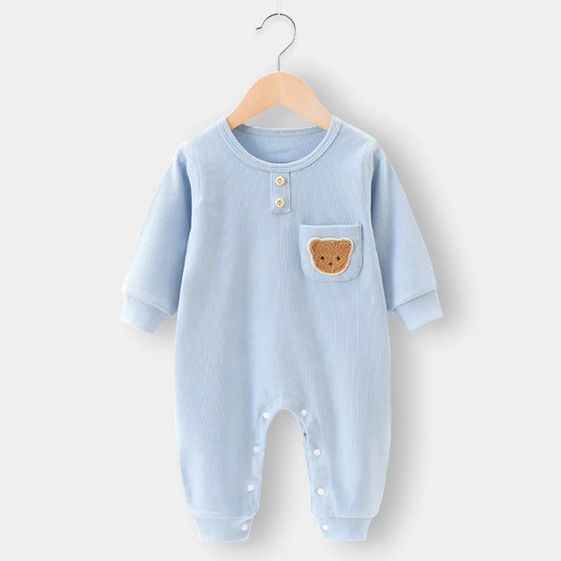 Newborn Baby Rompers Clothing Boys Girls Long Sleeve Thin Clothing Infant Babe Pajamas-1-3-6-12-18M for Four Seasons