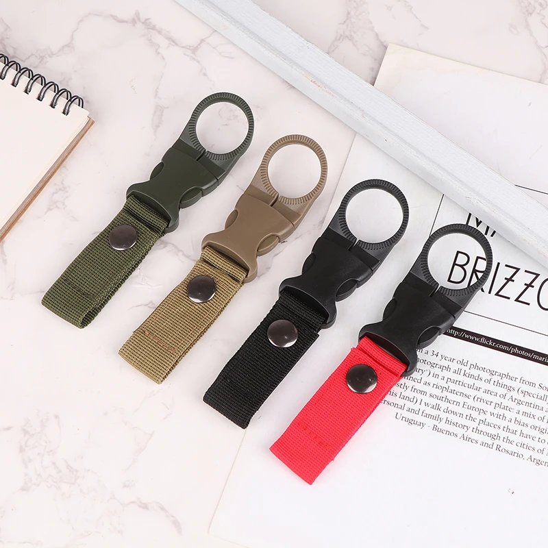 Portable Water Bottle Hanging Buckle Mineral Water Clip Buckle Outdoor Tactical Nylon Beverage Bottle Webbing Hanging