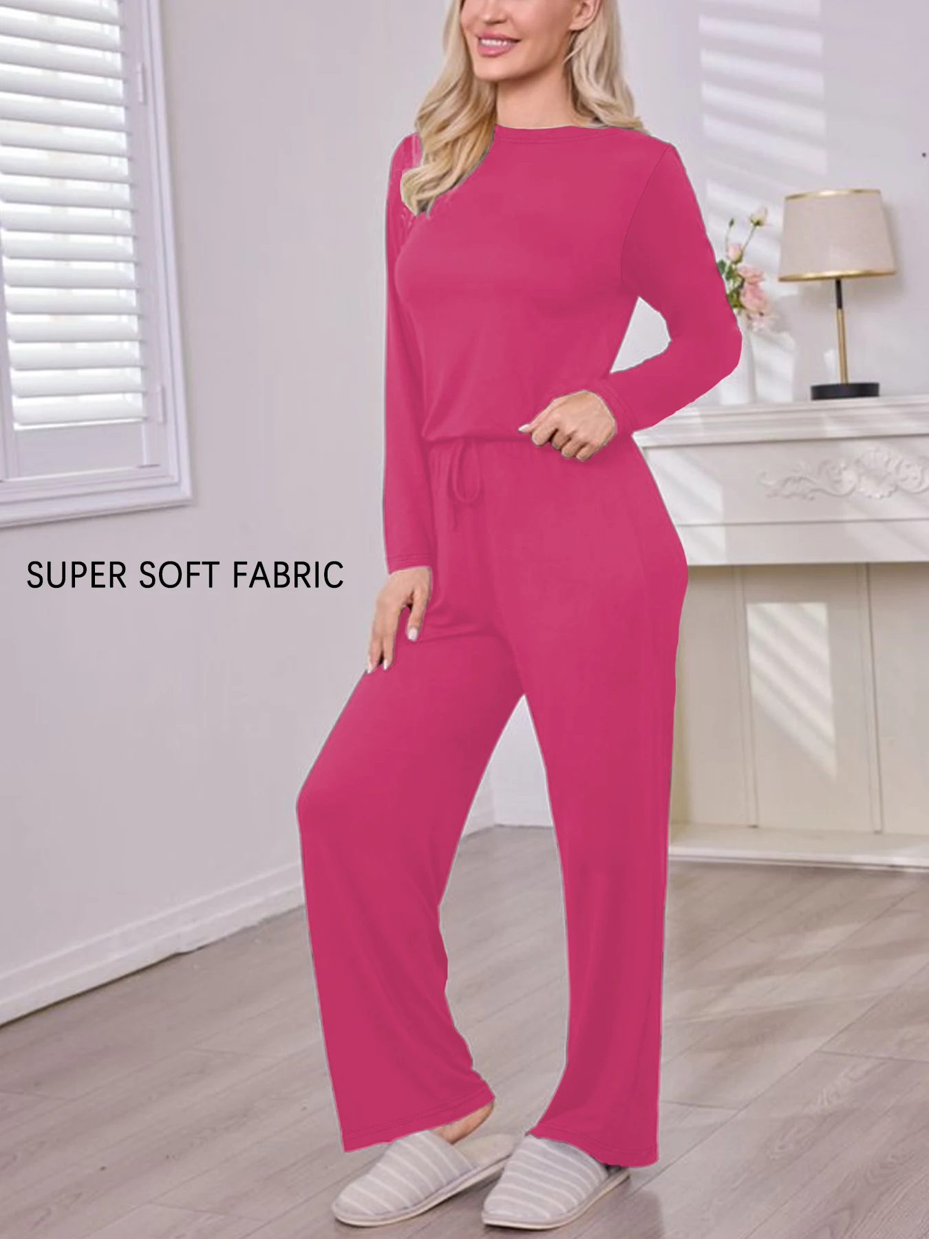 

Soft Long Sleeve Pajama Set for Women Sleepwear Loungewear Nightwear Home Casual