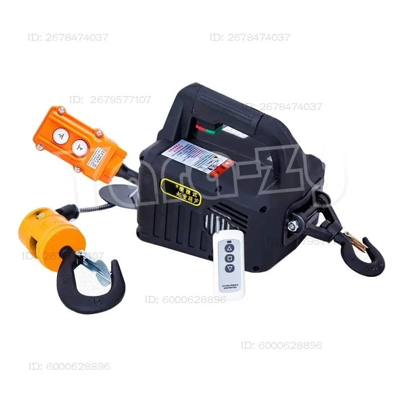 220V 500KG Remote Control Crane Hoist Wire Rope Electric Hoist Aluminum Shell Household Indoor Small Crane Hoist
