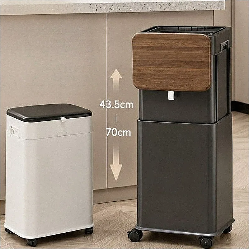 Kitchen Trash Can Large Capacity Adjustable Height 20-liter Luxury Garbage Can Modern Minimalist Food Litter Bins Home Supplies