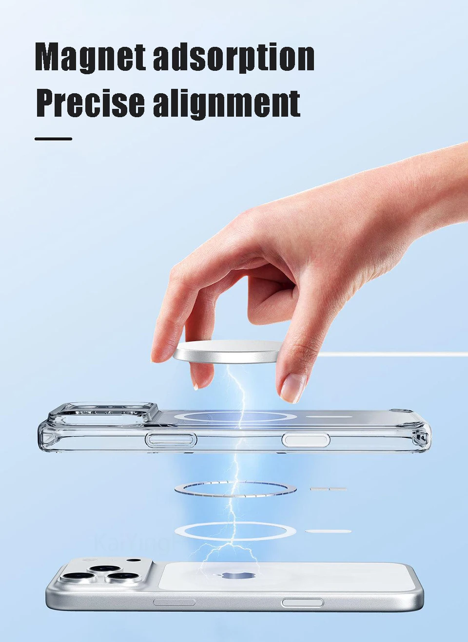 Magnetische Handyhülle für iPhone 18 17 16 15 14 13 12 11 Pro Max Plus, kabelloses Laden für Magsafe, transparente Hülle, Anti-Vergilbung – Detail 7