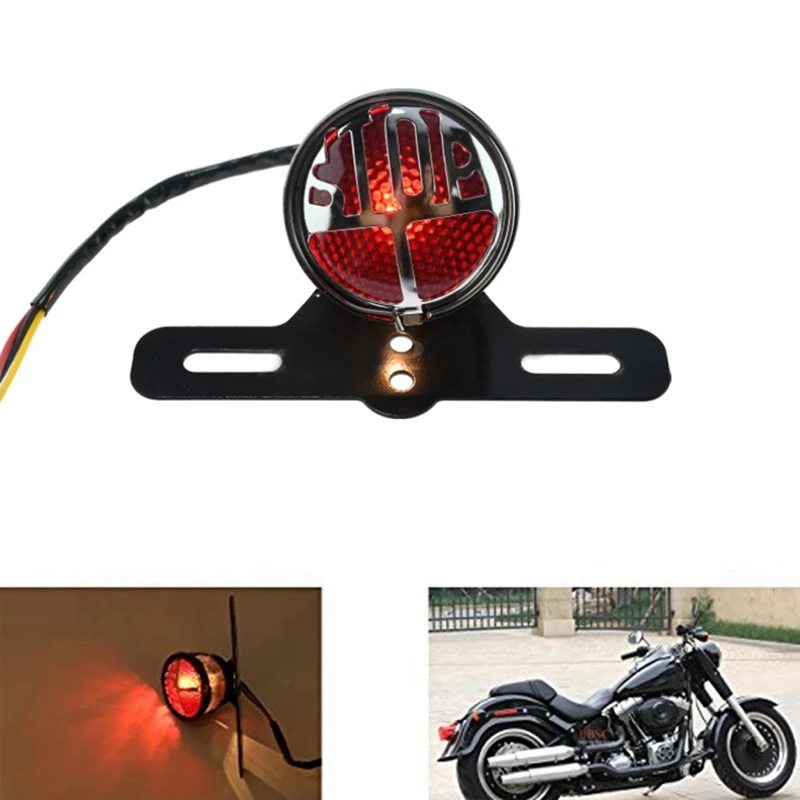 1 Piece Motorcycle LED Retro Taillight Miller Stop Tail Light Black Aluminum Alloy For  Chopper Bobber Cafe Racer