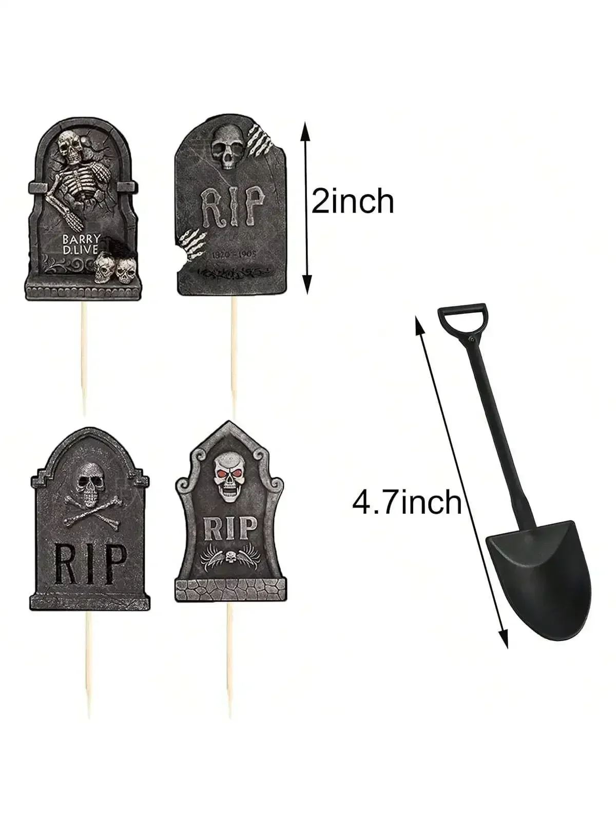 Multi pcs Halloween Cupcake Toppers Cake Decorations Tombstones Graveyard Cupcake Toppers With Novelty Mini Shovel Spoons