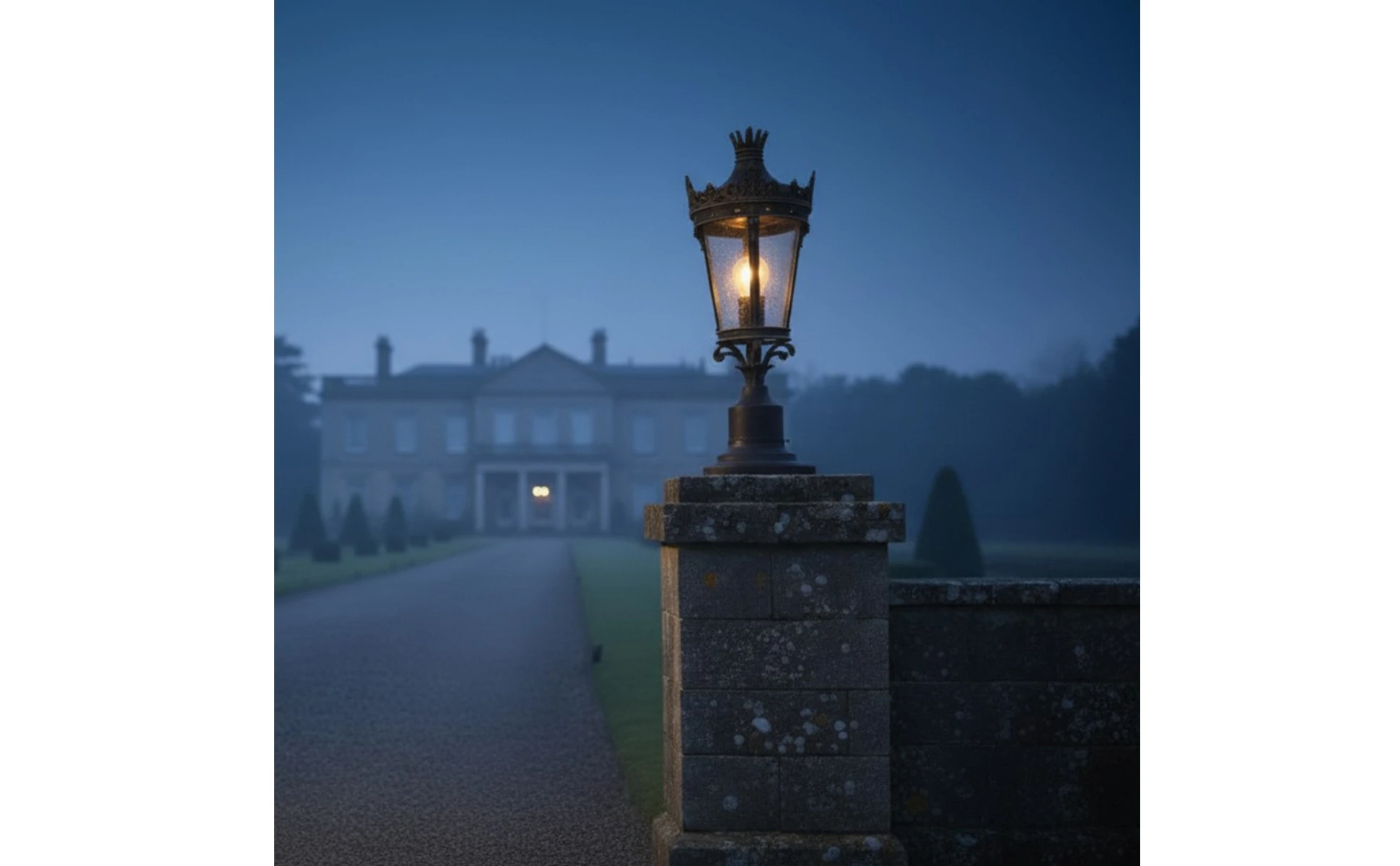 Outdoor Post-Top Lamp Crown-Like Finial Courtyard Wall Lamp Outdoor Post Lantern Ornate Trim Pier Mount Light Clear Glass Panels