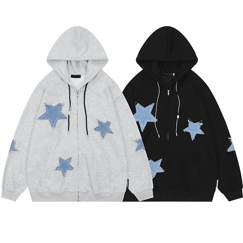 

Women Retro Embroidery Hoodies Autumn Winter Zip Up Long Sleeve Loose Jacket Coats Y2k Harajuku Casual Pocket Hooded Sweatshirts