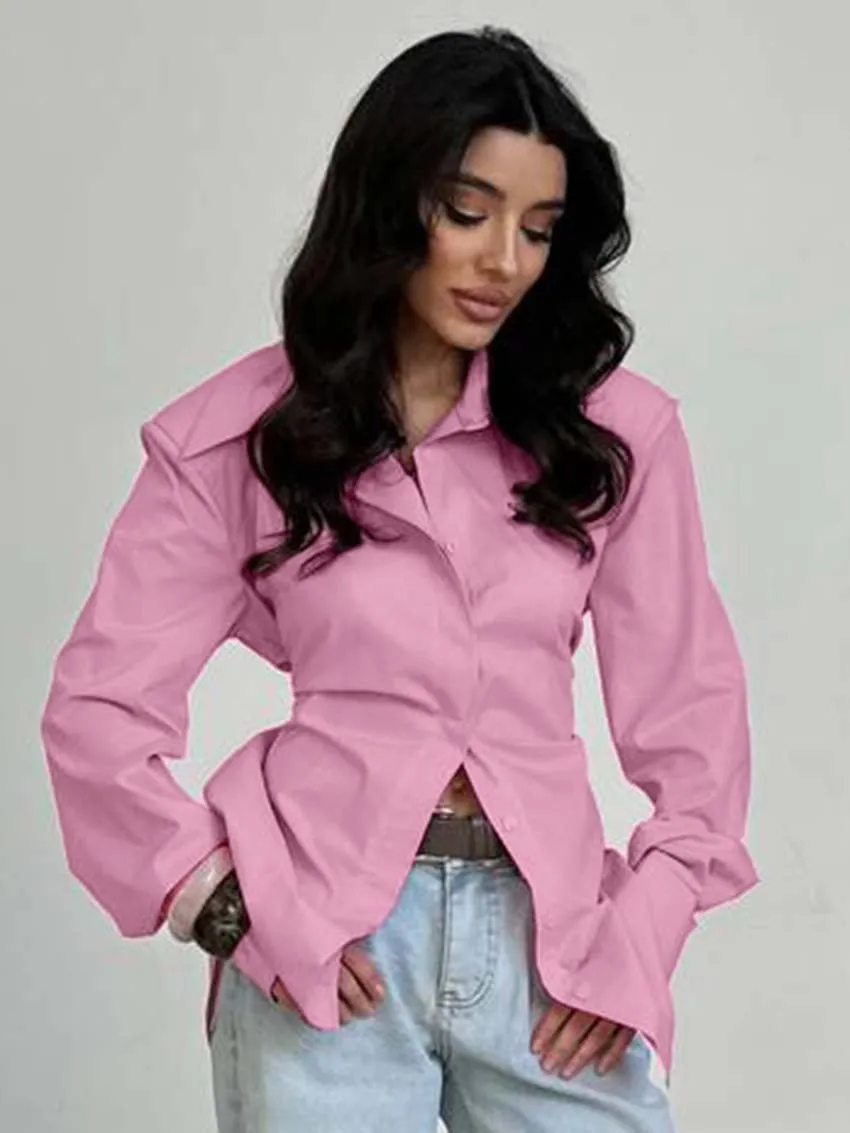 Oymimi Elegant White Cotton Women's Shirt Casual Turn-Down Collar Long Sleeve Blouses Fashion New Single Breasted Shirts Female