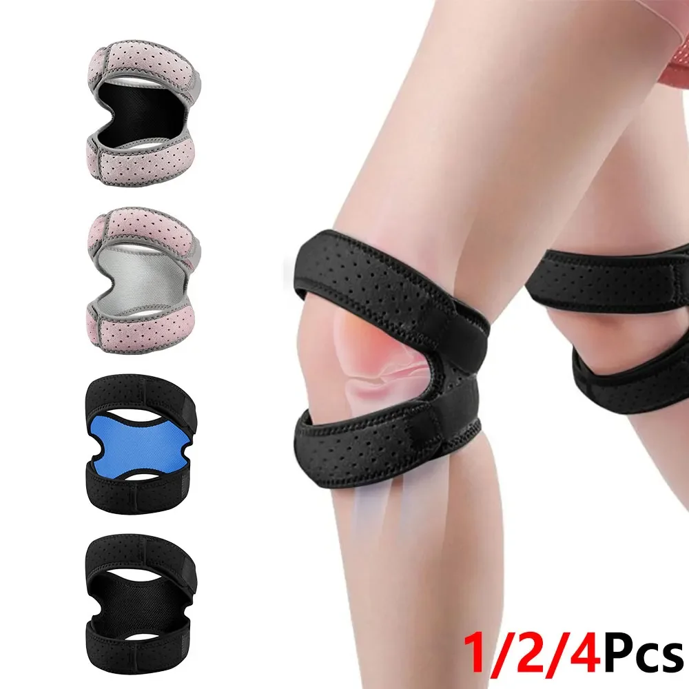 1/2/4Pcs Anti-slip Plus Size Knee Patella Strap, Silicone Shock Pad Knee Brace, Adjustable Tendon Support for Running, Cycling