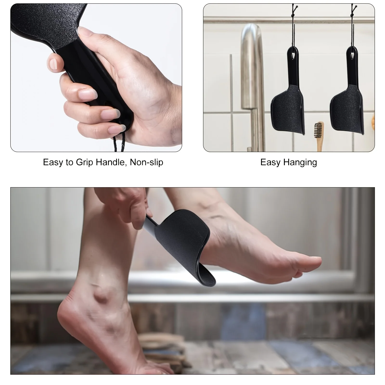 ที่ขูดหนังด้านเท้าแบบโค้ง 1 ชิ้น ที่ขูดส้นเท้าสองด้าน รูปทรงตัวยู สำหรับขจัดหนังด้านและหนังแตก