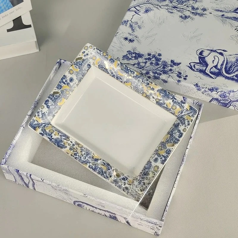 

Bone China Ashtray with Decorative Tray Large Home Living Room Ornament Display Item Packaged in Elegant Gift Box