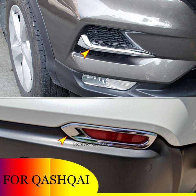 

For Nissan Qashqai J11 Dualis 2017 18 19 2020 ABS Chrome Car Front Rear Fog Light Eyebrow Cover frame trim Exterior Accessories