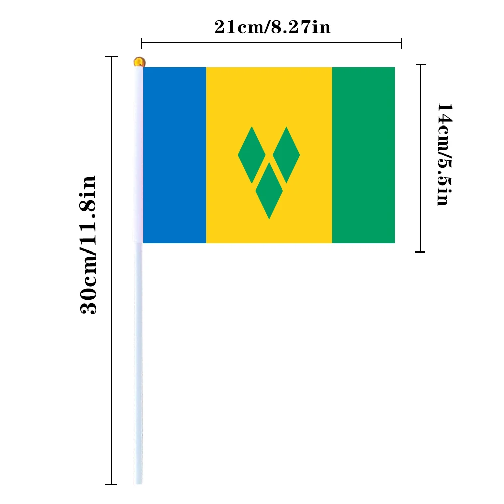 CYPOMELO Flag   14 * 21cm Saint Vincent and the Grenadines small holding waving flag indoor and outdoor home decoration