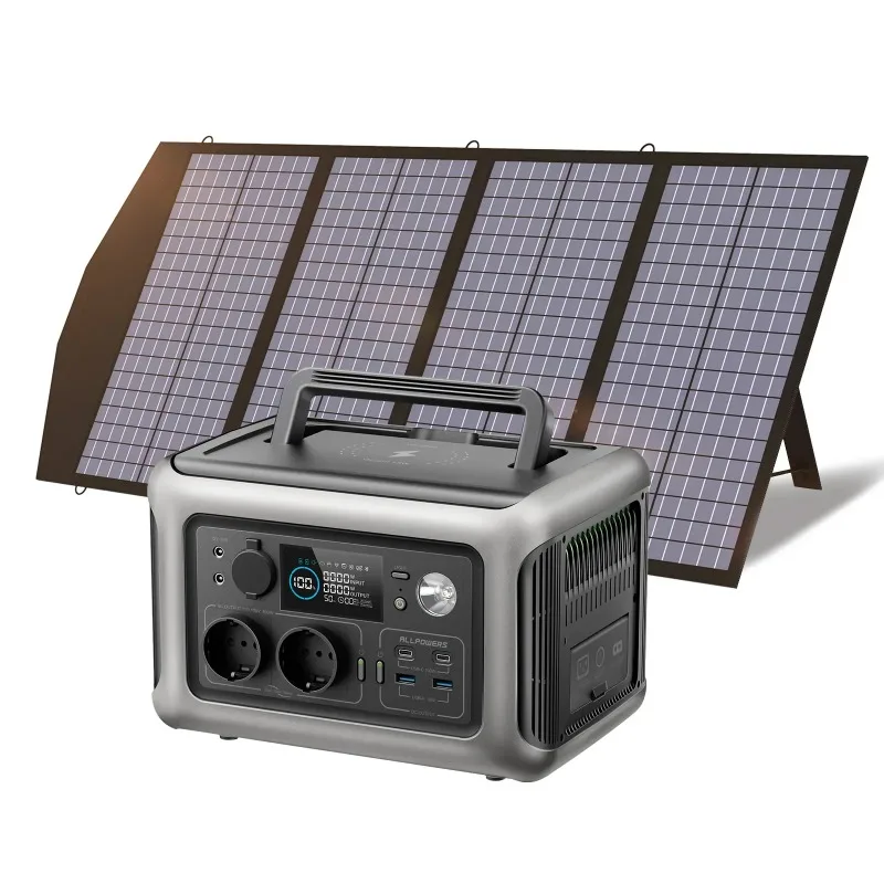 ALLPOWERS Solarpanel 100W 140W 200W Solar Energy Charger with LiFePo4 Battery 299Wh 600W Portable Power Station for Camping RV