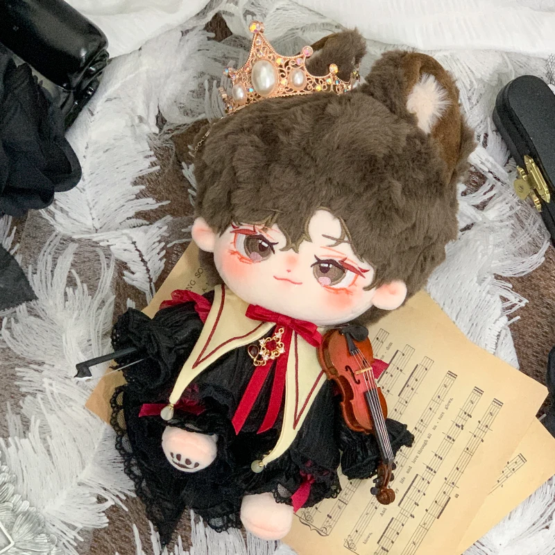 20 cm Plüsch Puppe Kleidung Cool Der Kleine Prinz Krone Schwarzes Hemd Rote Fliege Casual Hosen Pyjama Set Für Puppe zubehör Spielzeug