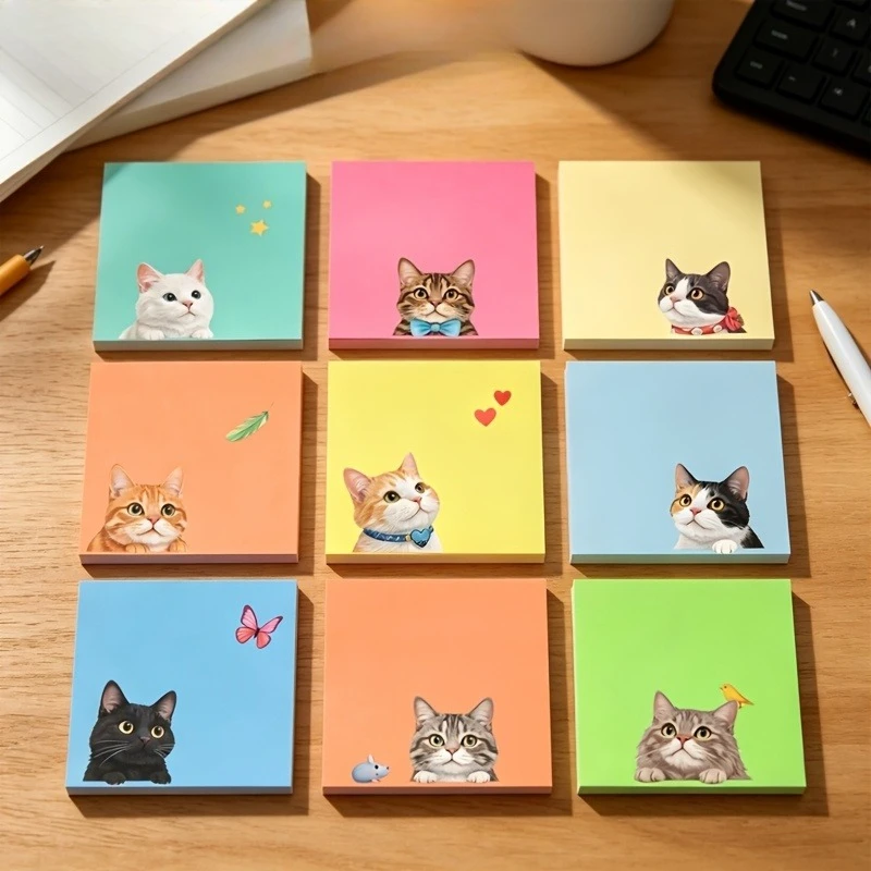 450 Sheets Macaron Cat Sticky Notes, cute aesthetic memo notes for students and office